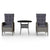 3 Piece Garden Bistro Set Poly Rattan Grey