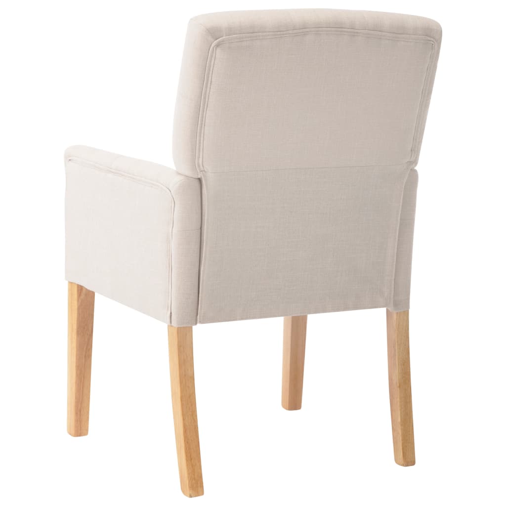 Dining Chairs with Armrests 2 pcs Beige Fabric