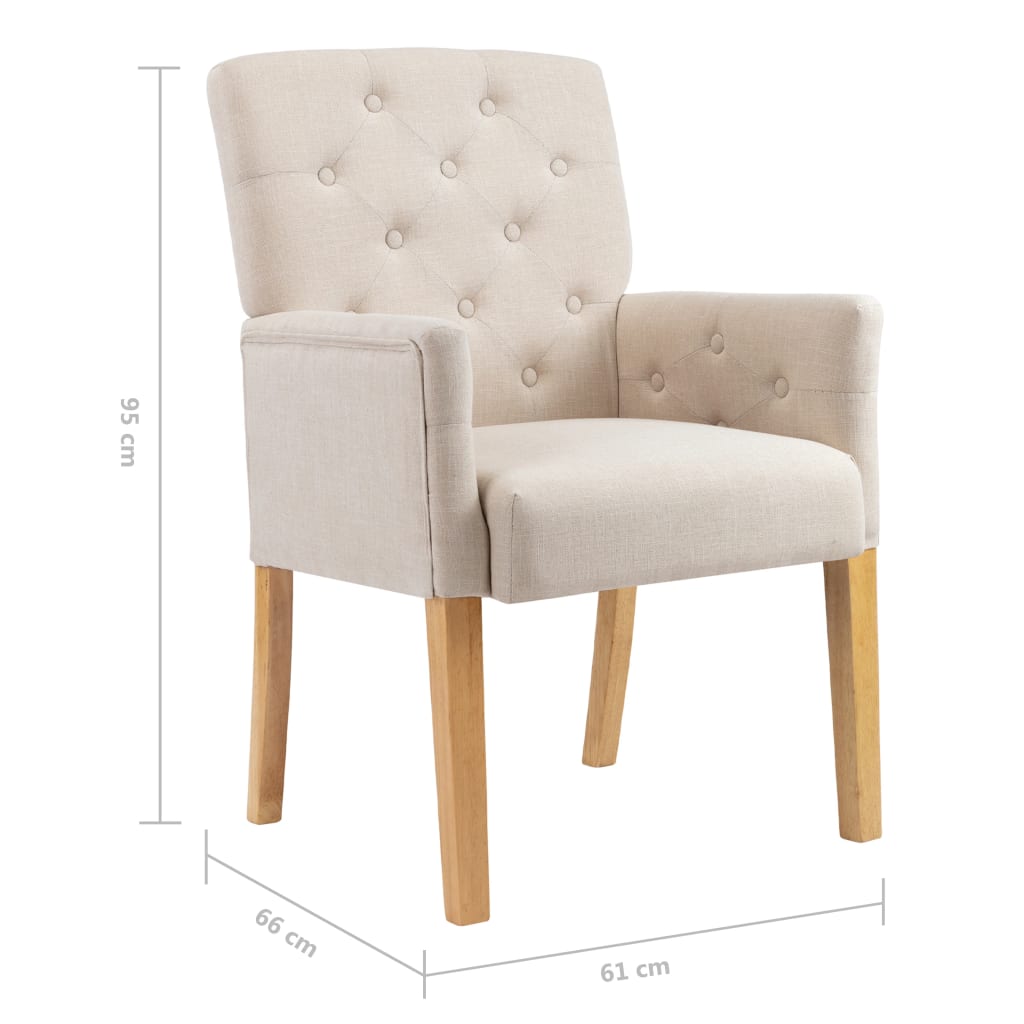 Dining Chairs with Armrests 4 pcs Beige Fabric