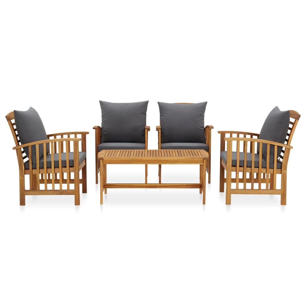 5 Piece Garden Lounge Set with Cushions Solid Acacia Wood (310255+2x310258)