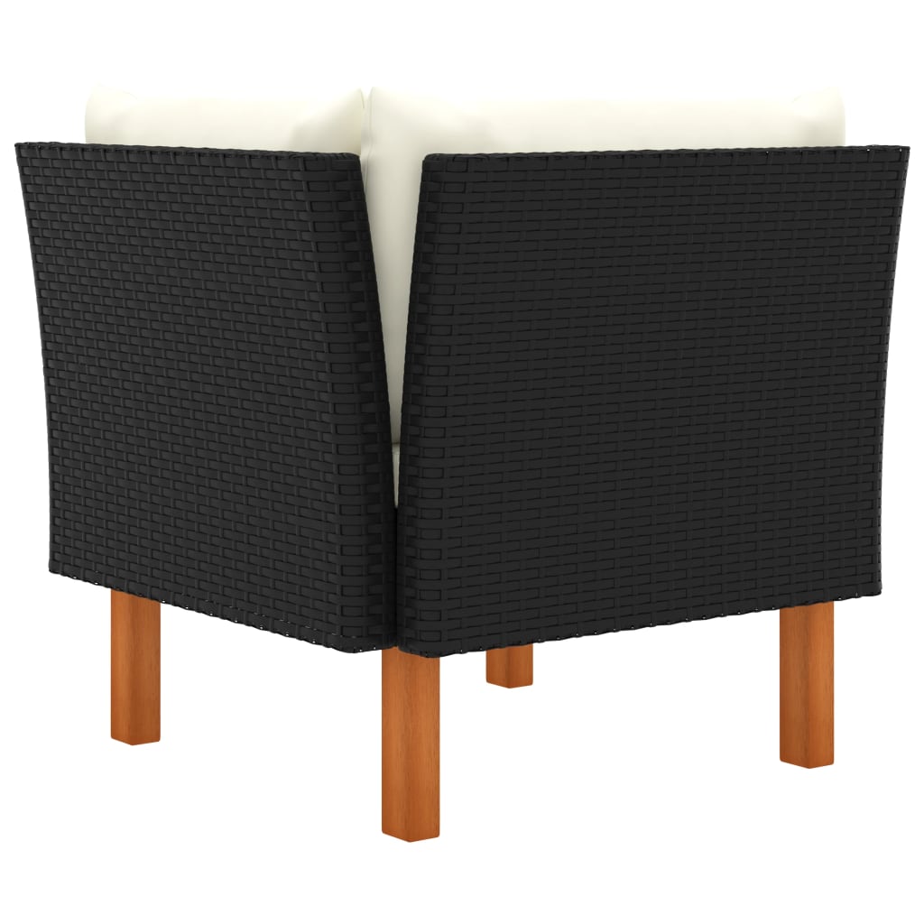 Corner Sofas 2 pcs Poly Rattan and Solid Eucalyptus Wood
