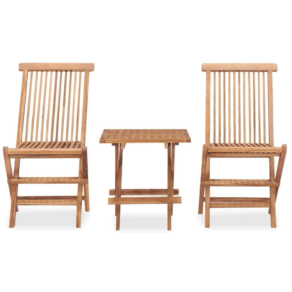 3 Piece Folding Outdoor Dining Set Solid Wood Teak