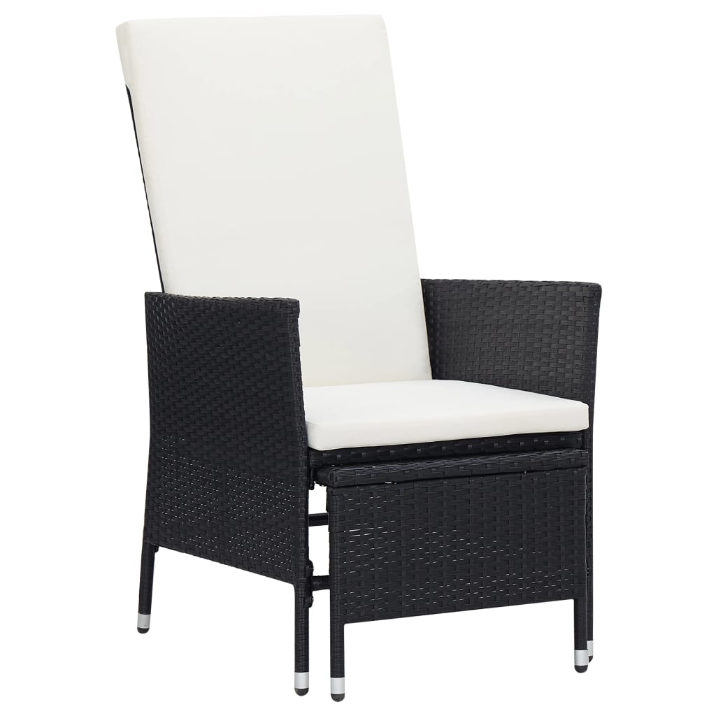 3 Piece Garden Lounge Set with Cushions Poly Rattan Black