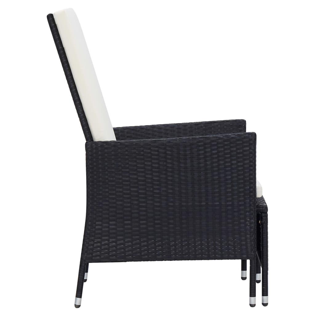 3 Piece Garden Lounge Set with Cushions Poly Rattan Black