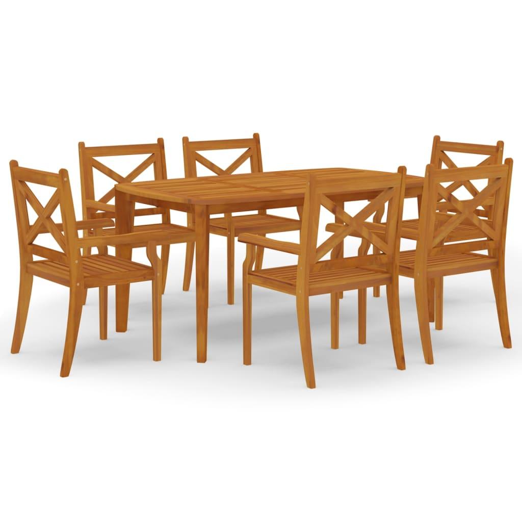 7 Piece Garden Dining Set Solid Wood Acacia