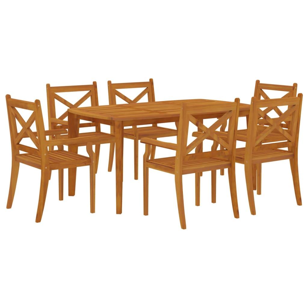 7 Piece Garden Dining Set Solid Wood Acacia