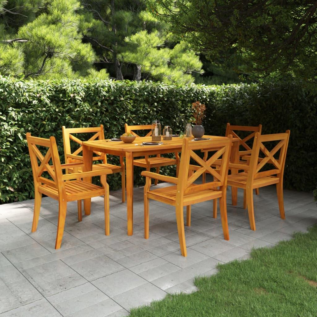 7 Piece Garden Dining Set Solid Wood Acacia