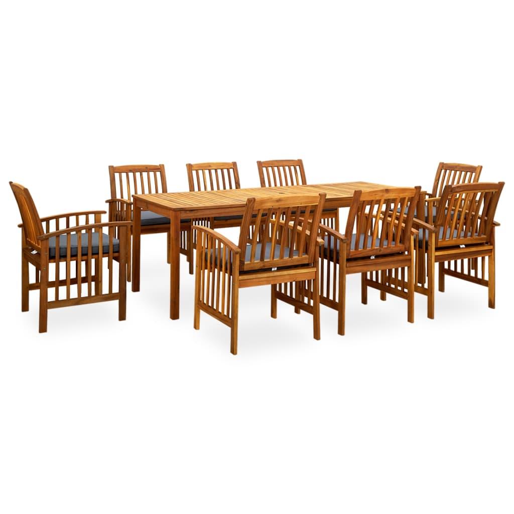 9 Piece Garden Dining Set with Cushions Solid Acacia Wood