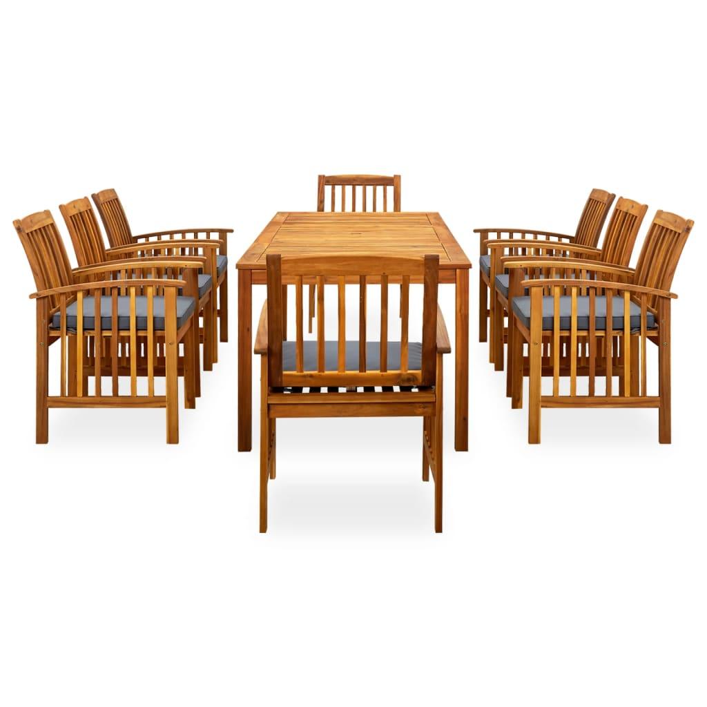9 Piece Garden Dining Set with Cushions Solid Acacia Wood