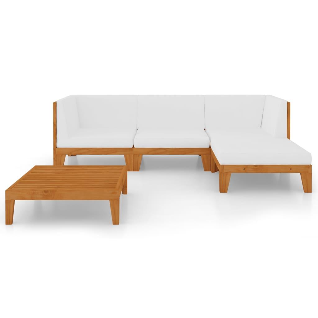 5 Piece Garden Lounge Set with Cushions Solid Acacia Wood
