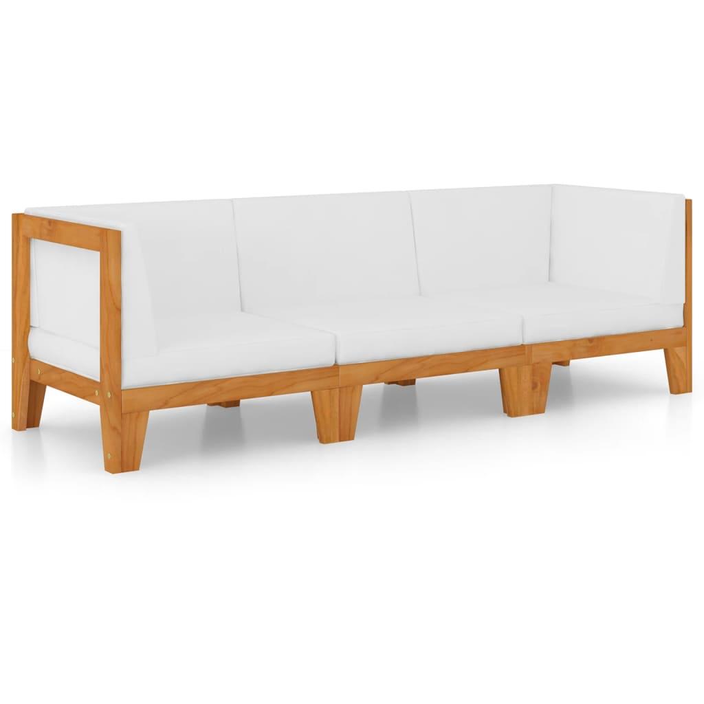3 Piece Garden Lounge Set with Cushions Solid Acacia Wood