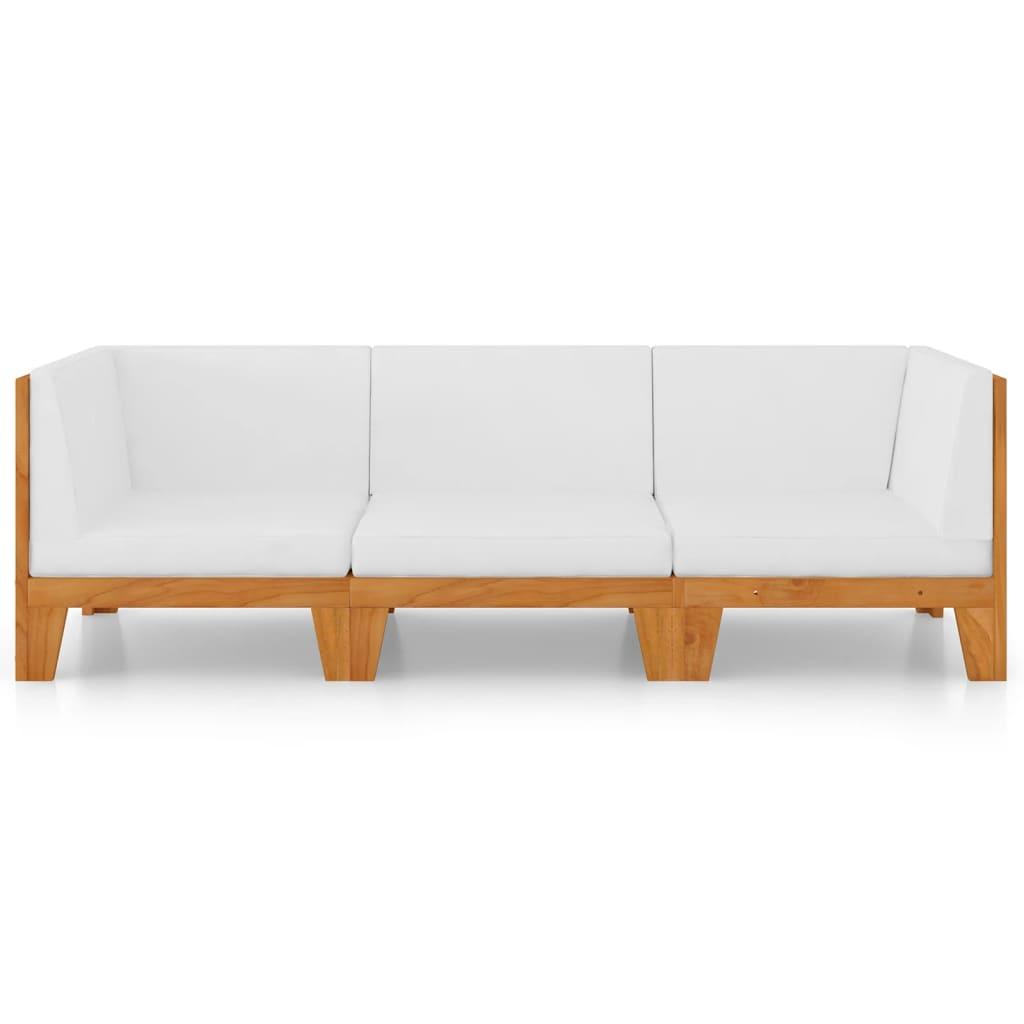 3 Piece Garden Lounge Set with Cushions Solid Acacia Wood