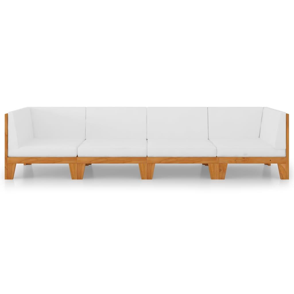 4 Piece Garden Lounge Set with Cushions Solid Acacia Wood