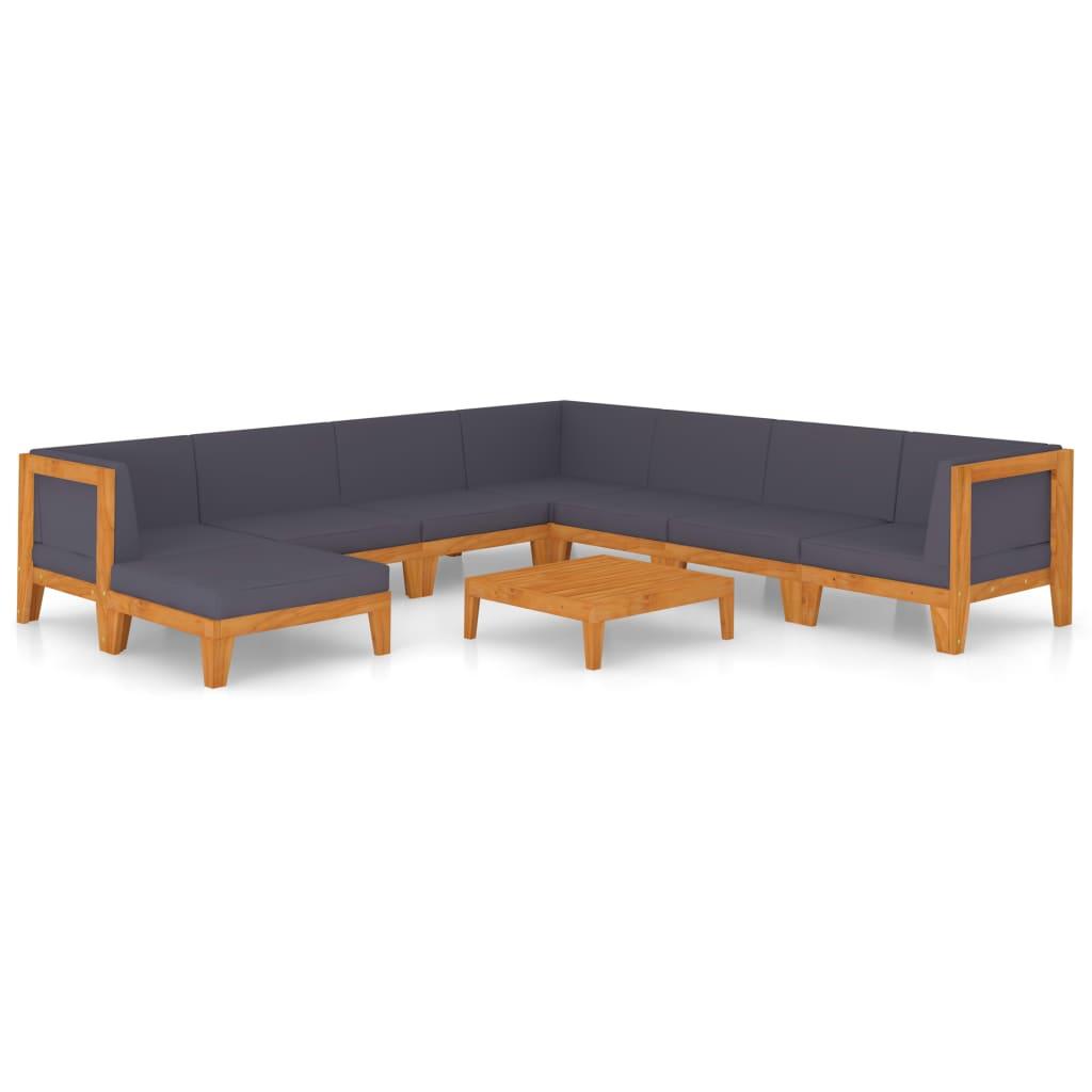 9 Piece Garden Lounge Set with Cushions Solid Acacia Wood