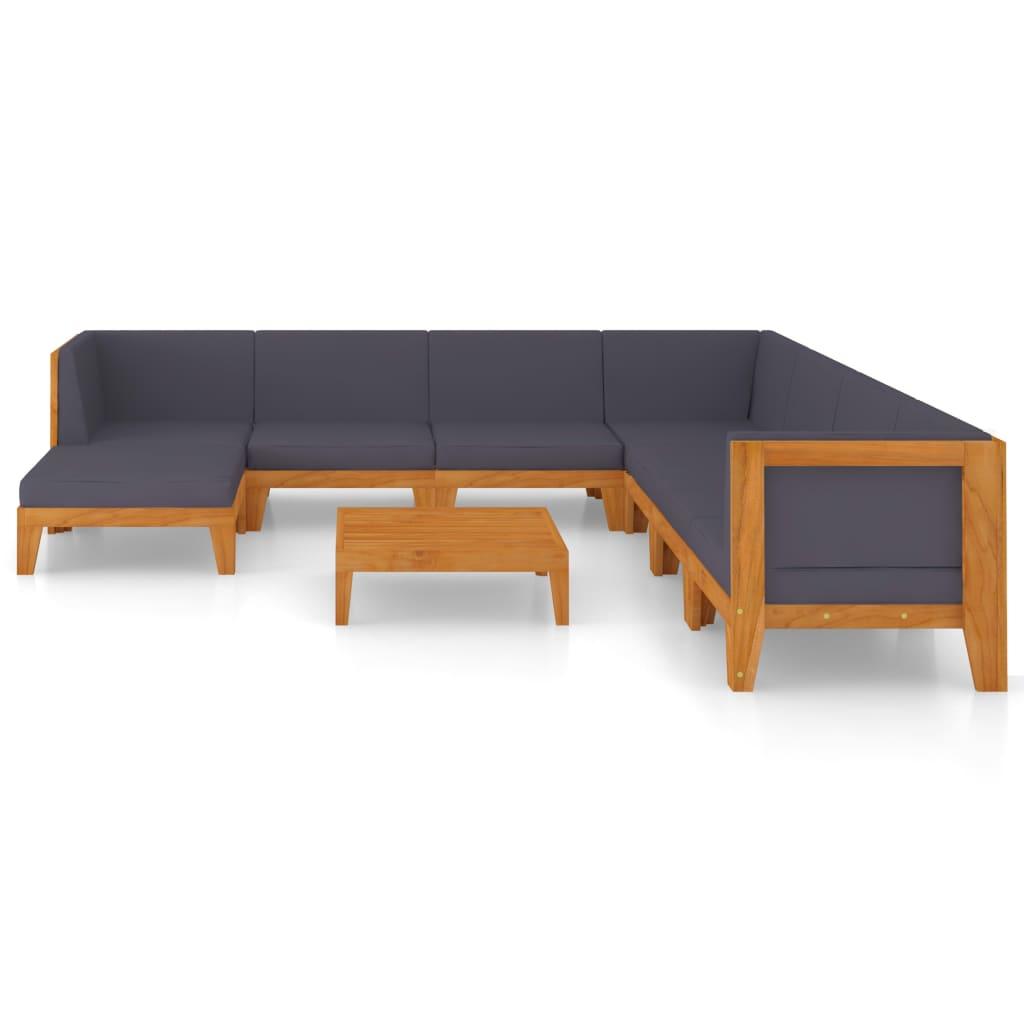 9 Piece Garden Lounge Set with Cushions Solid Acacia Wood