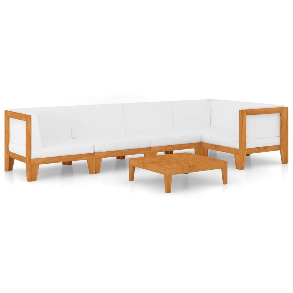 6 Piece Garden Lounge Set with Cushions Solid Acacia Wood