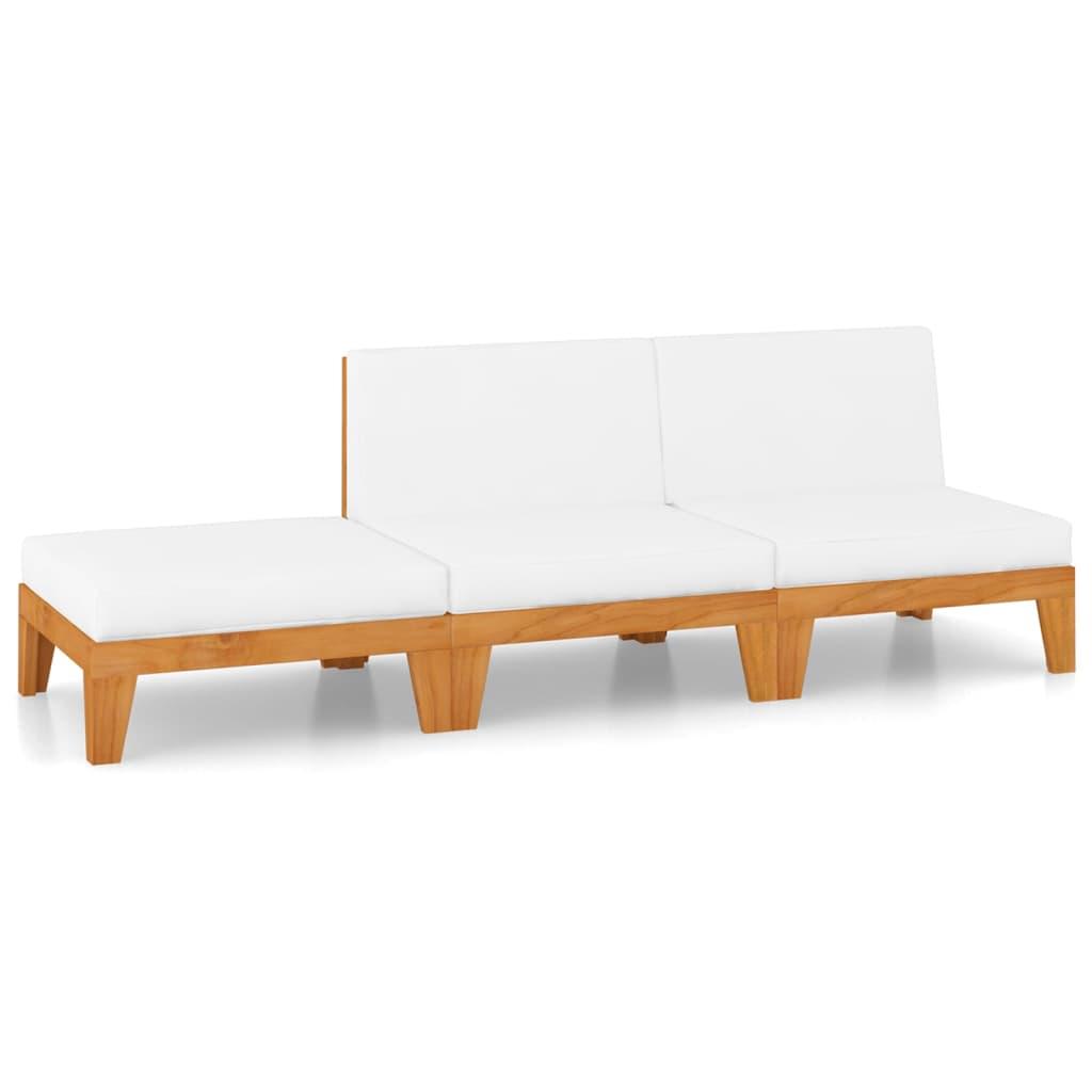 3 Piece Garden Lounge Set with Cushions Solid Acacia Wood