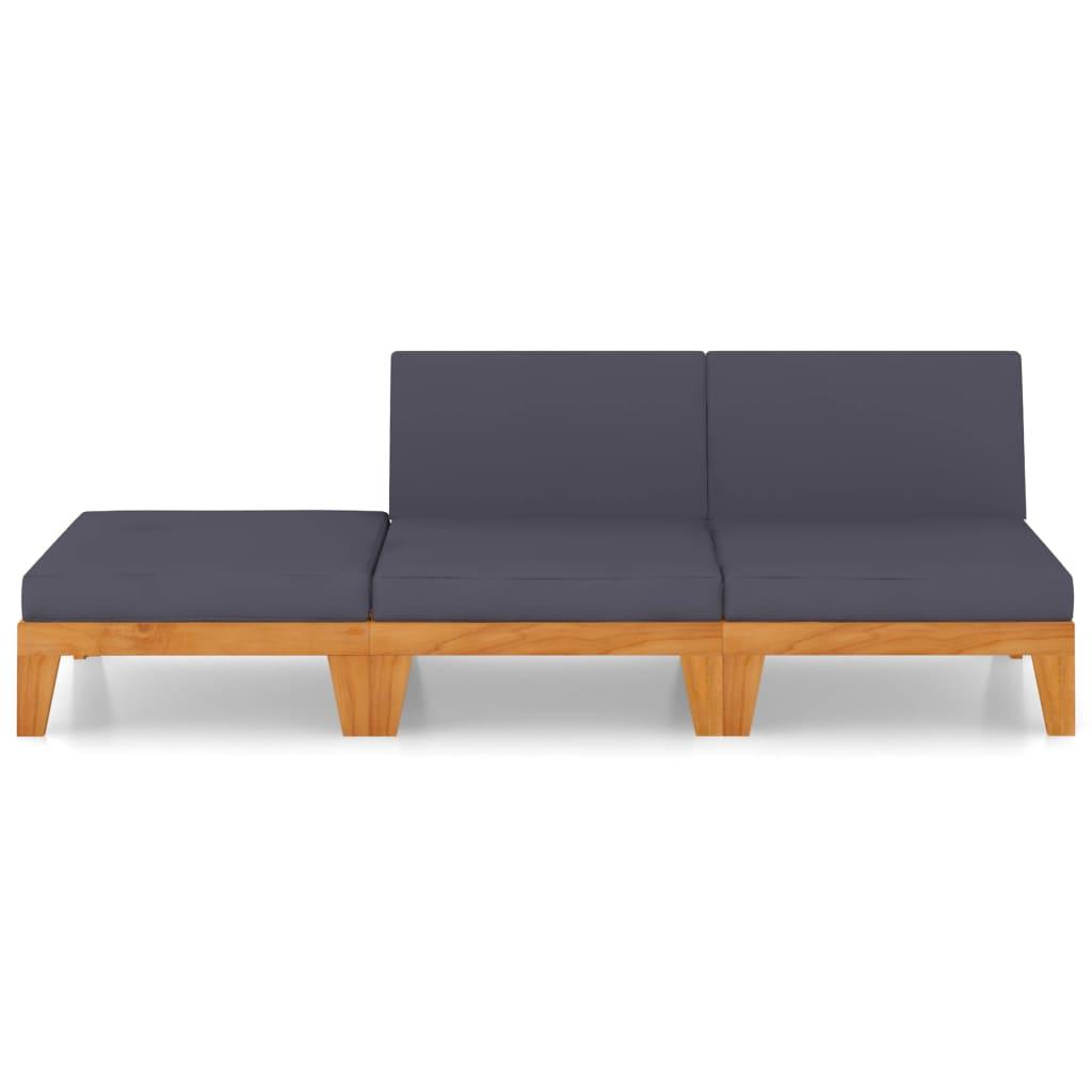 3 Piece Garden Lounge Set with Cushions Solid Acacia Wood
