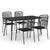5 Piece Garden Dining Set Cotton Rope and Steel Black