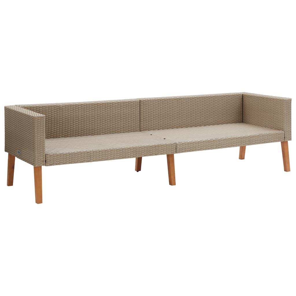 3 Piece Garden Lounge Set with Cushions Poly Rattan Beige