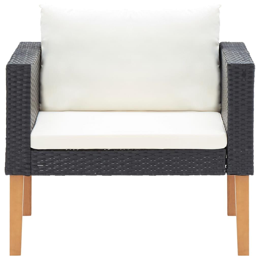5 Piece Garden Lounge Set with Cushions Poly Rattan Black