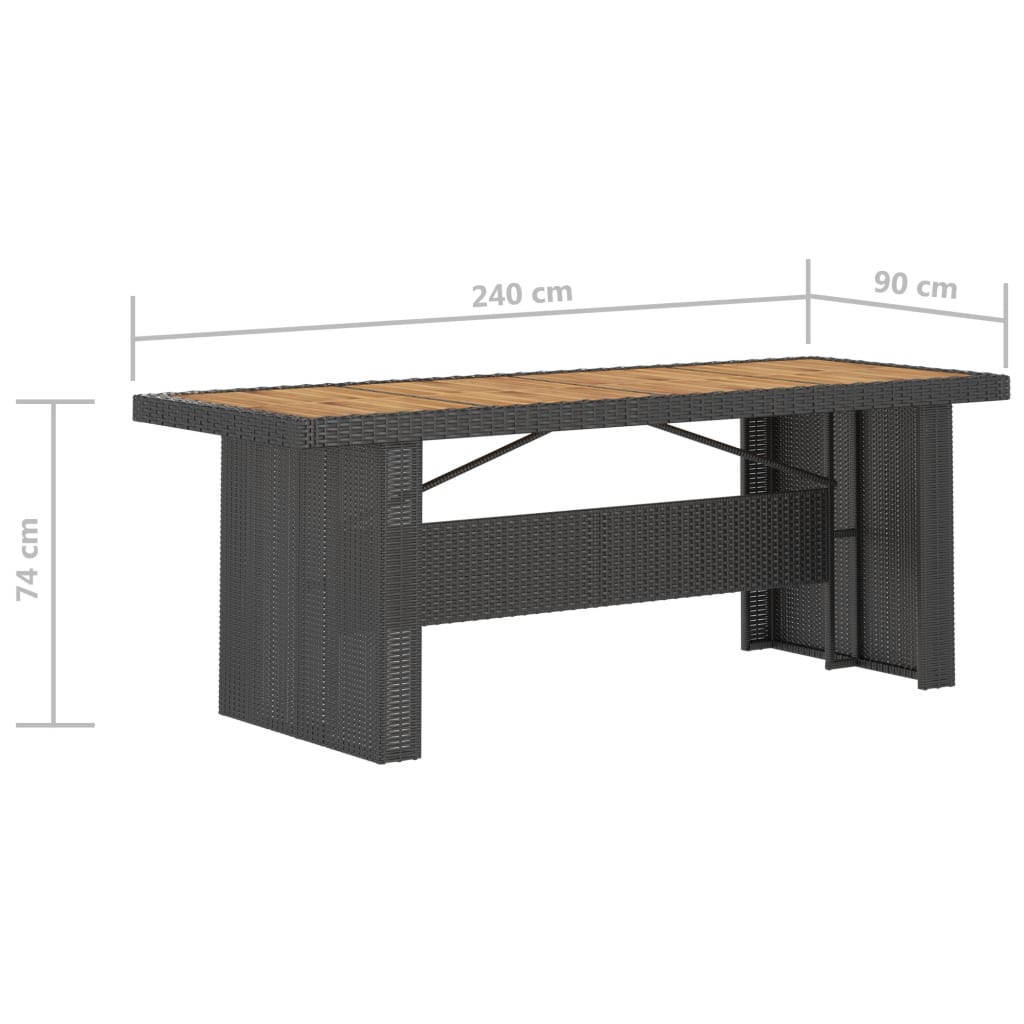 7 Piece Outdoor Dining Set with Cushions Poly Rattan Black