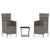 3 Piece Garden Lounge Set with Cushions Poly Rattan Grey