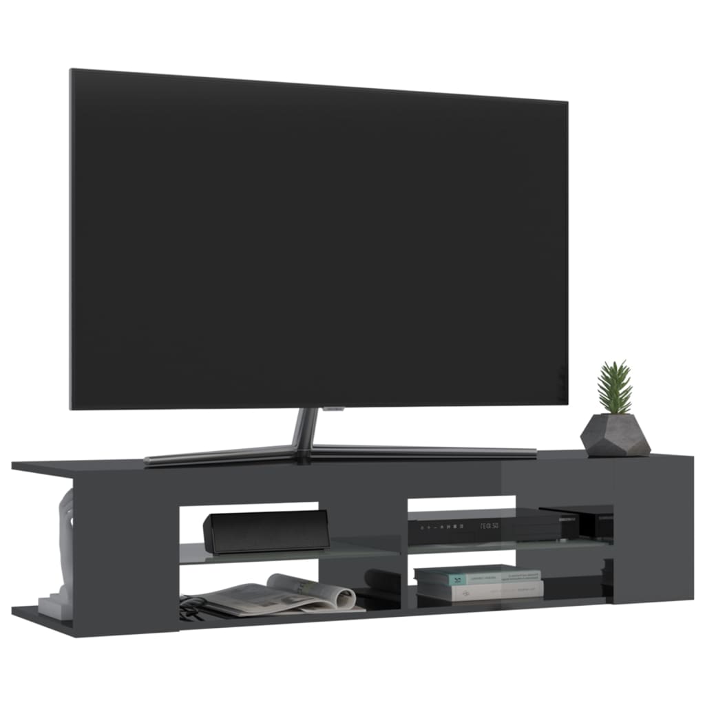 TV Cabinet with LED Lights High Gloss Grey 135x39x30 cm