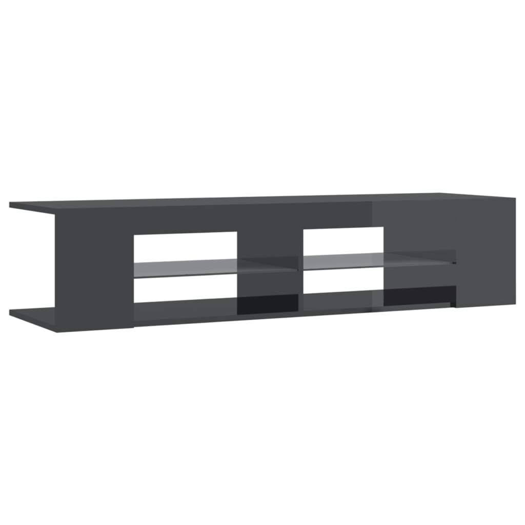 TV Cabinet with LED Lights High Gloss Grey 135x39x30 cm