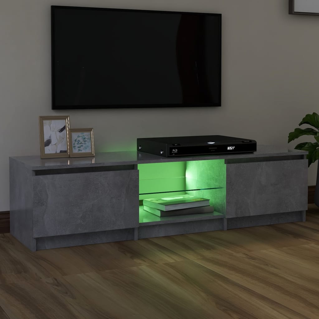 TV Cabinet with LED Lights Concrete Grey 140x40x36 cm
