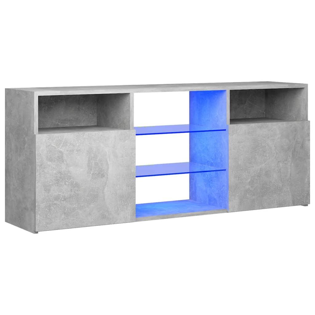 TV Cabinet with LED Lights Concrete Grey 120x30x50 cm