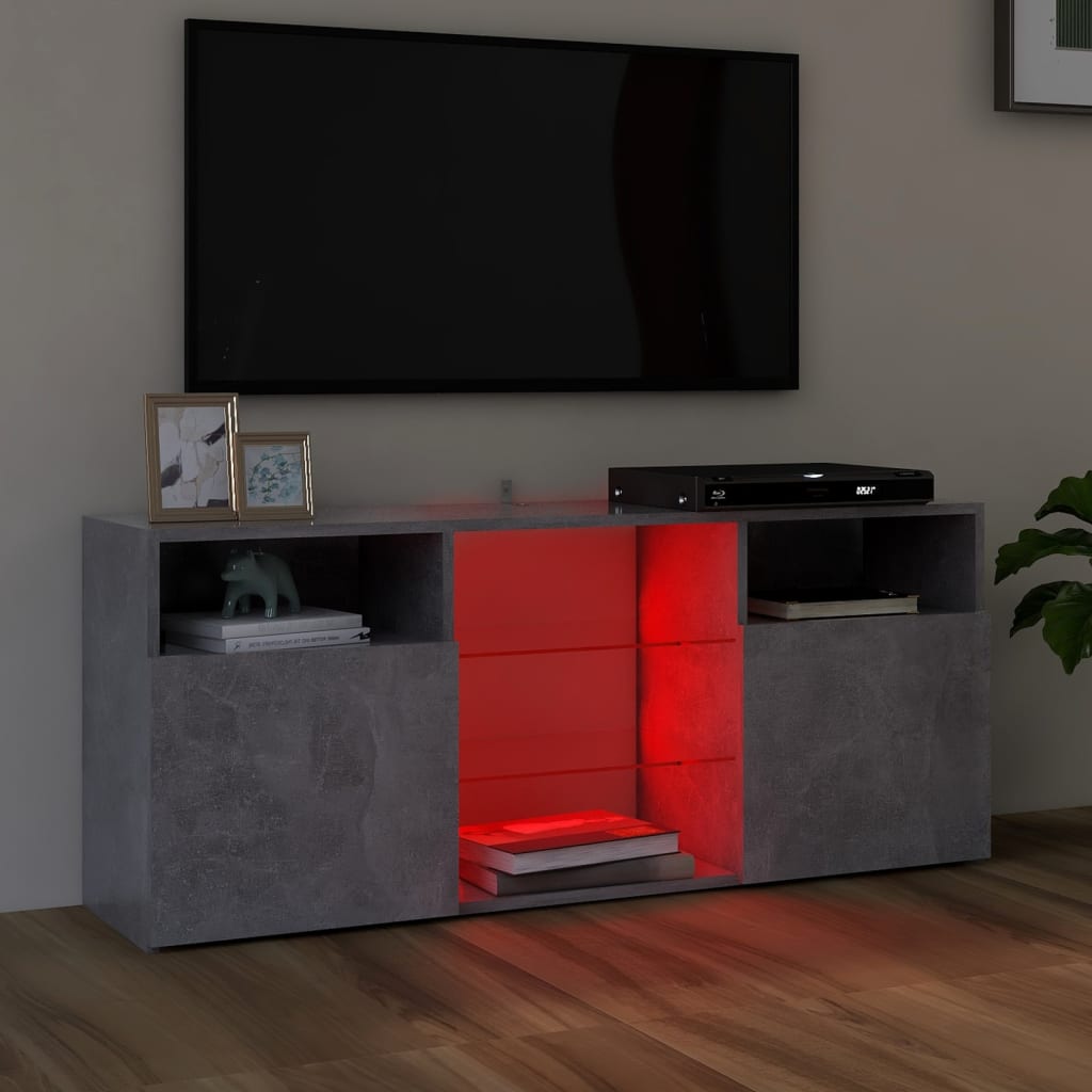 TV Cabinet with LED Lights Concrete Grey 120x30x50 cm