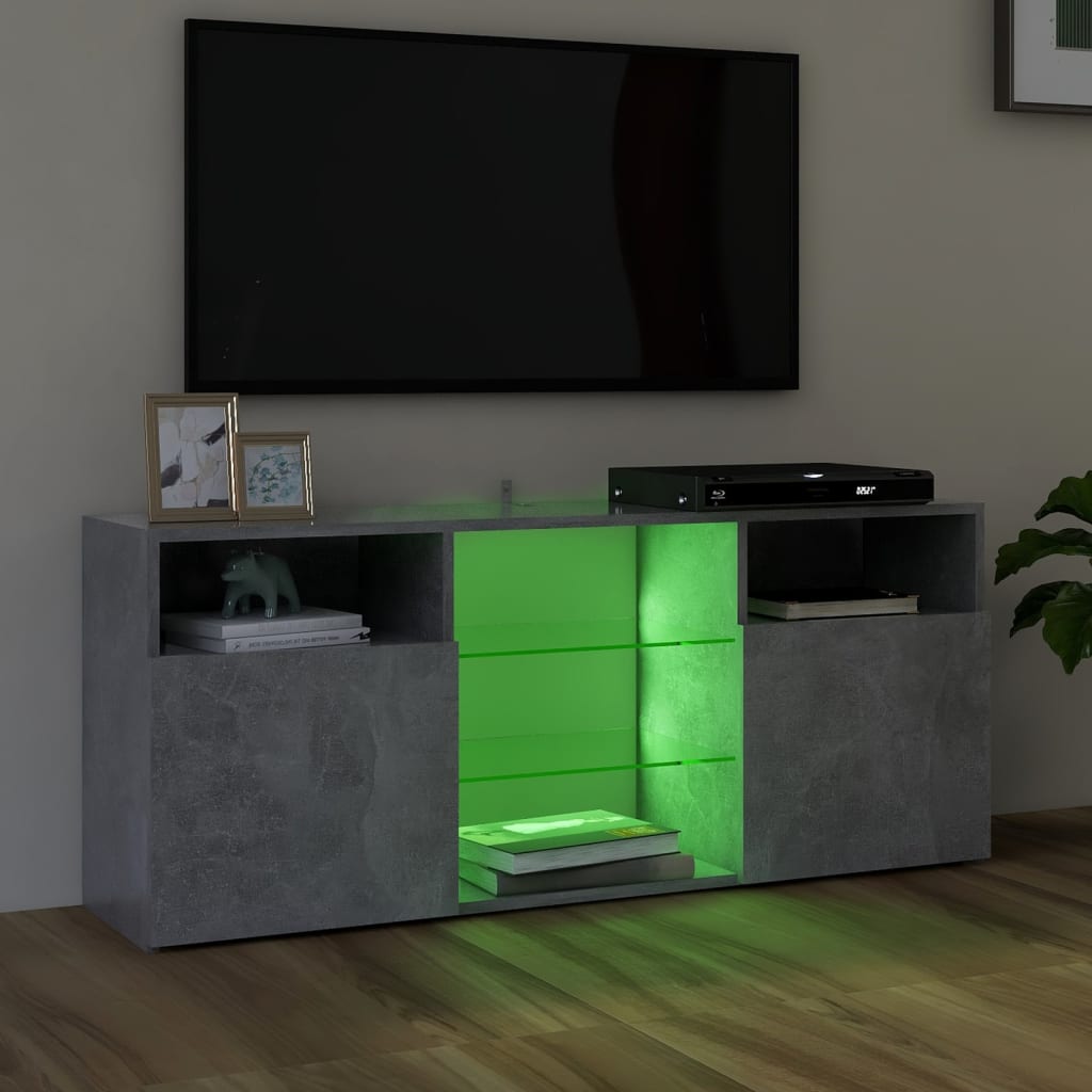 TV Cabinet with LED Lights Concrete Grey 120x30x50 cm