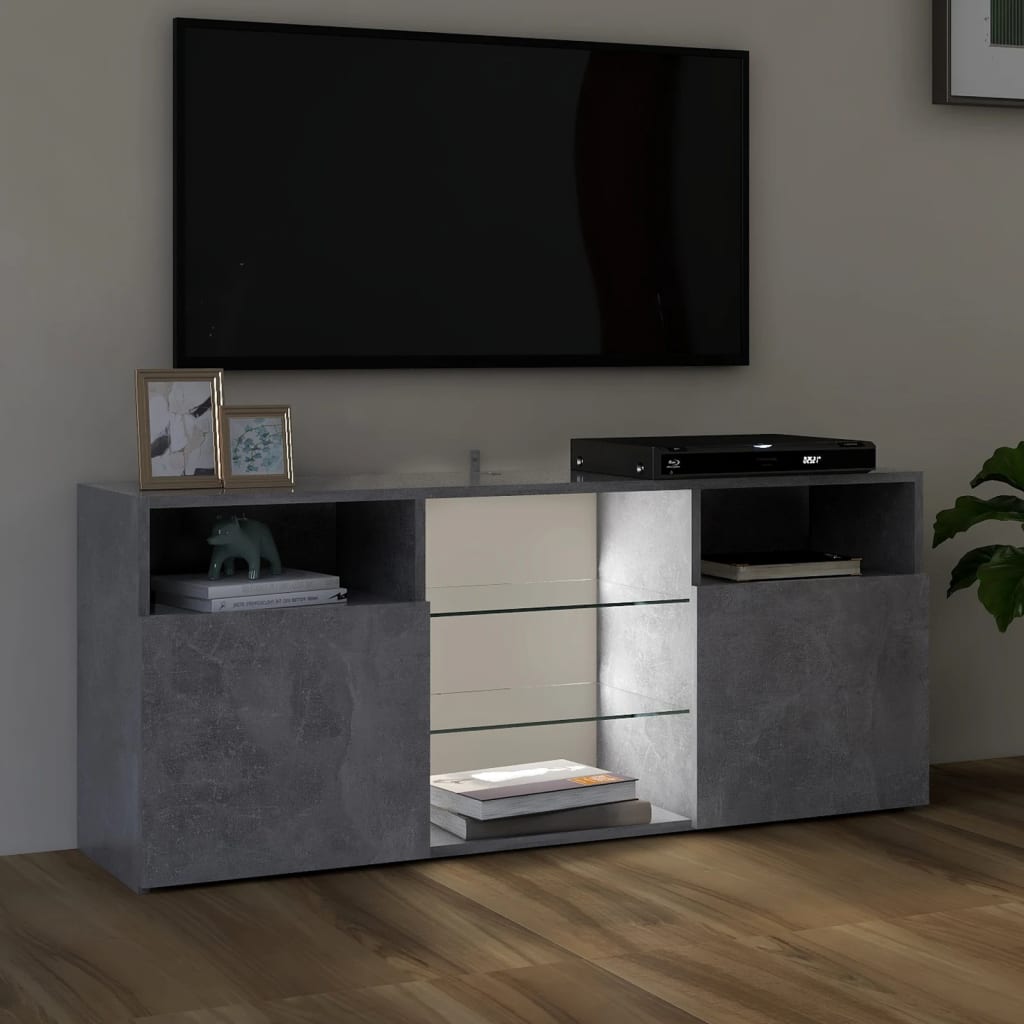 TV Cabinet with LED Lights Concrete Grey 120x30x50 cm