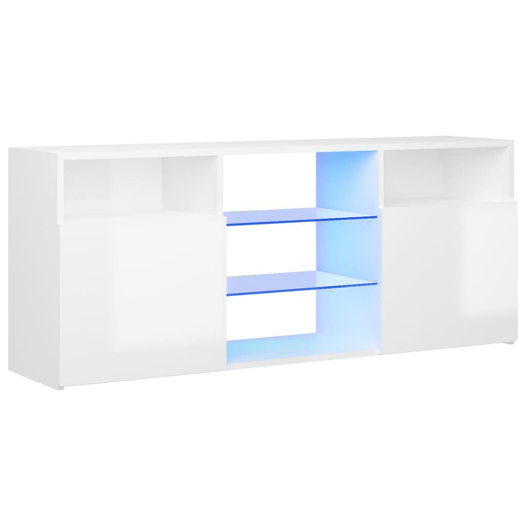 TV Cabinet with LED Lights High Gloss White 120x30x50 cm