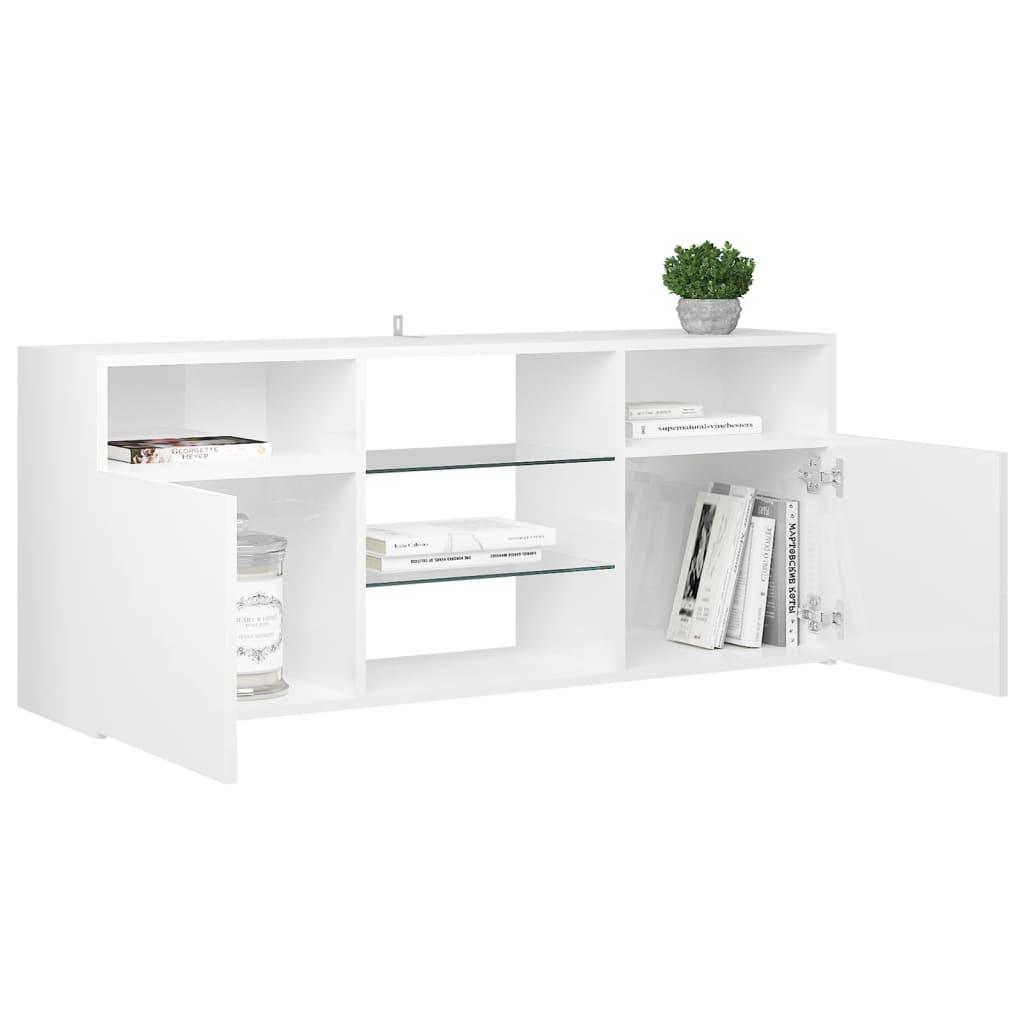 TV Cabinet with LED Lights High Gloss White 120x30x50 cm