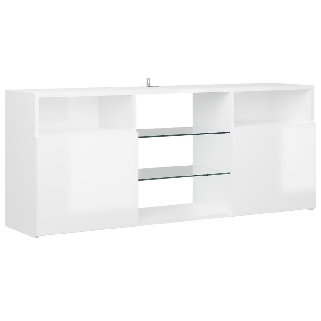 TV Cabinet with LED Lights High Gloss White 120x30x50 cm