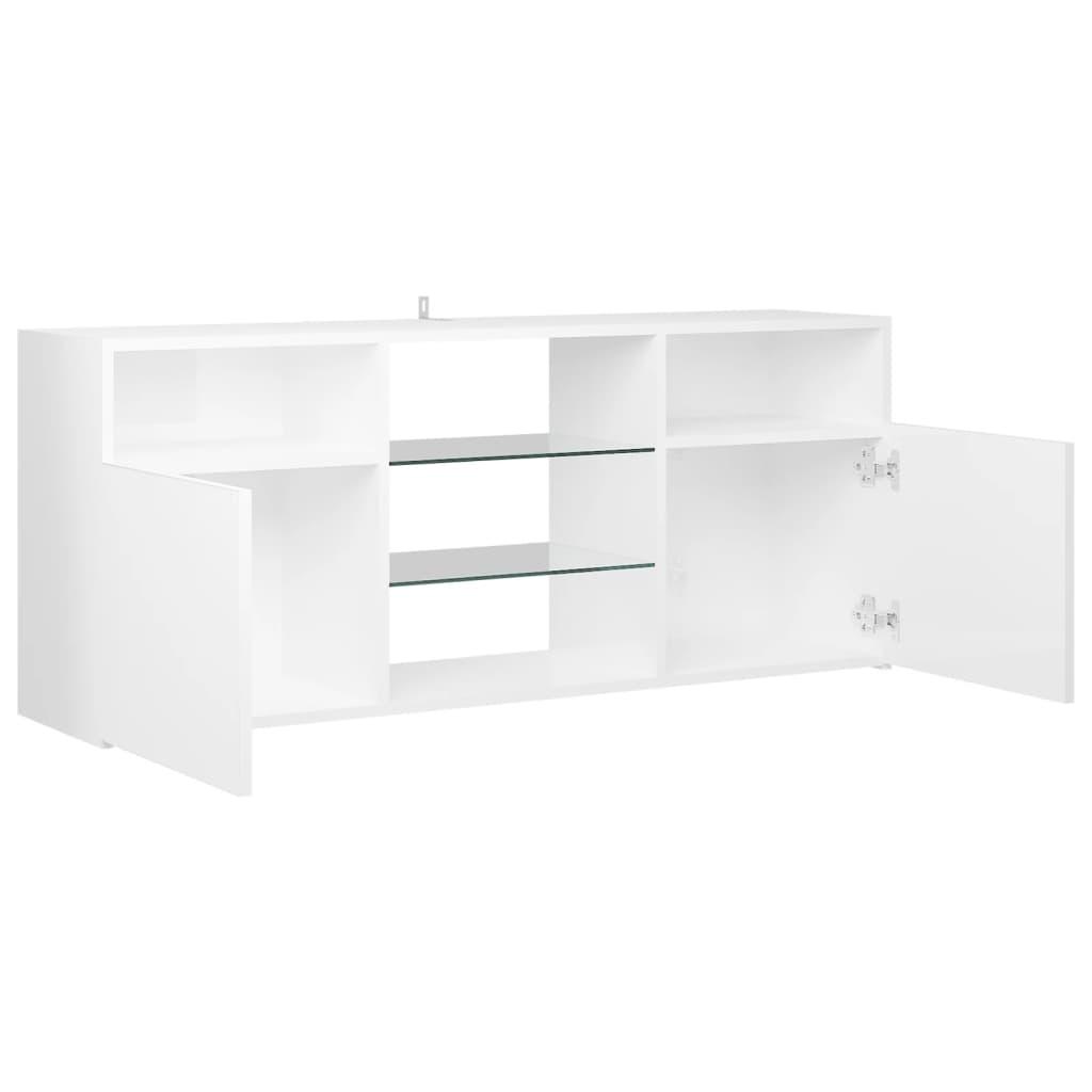 TV Cabinet with LED Lights High Gloss White 120x30x50 cm