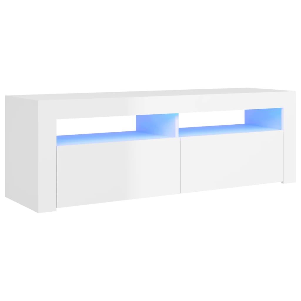 TV Cabinet with LED Lights High Gloss White 120x35x40 cm