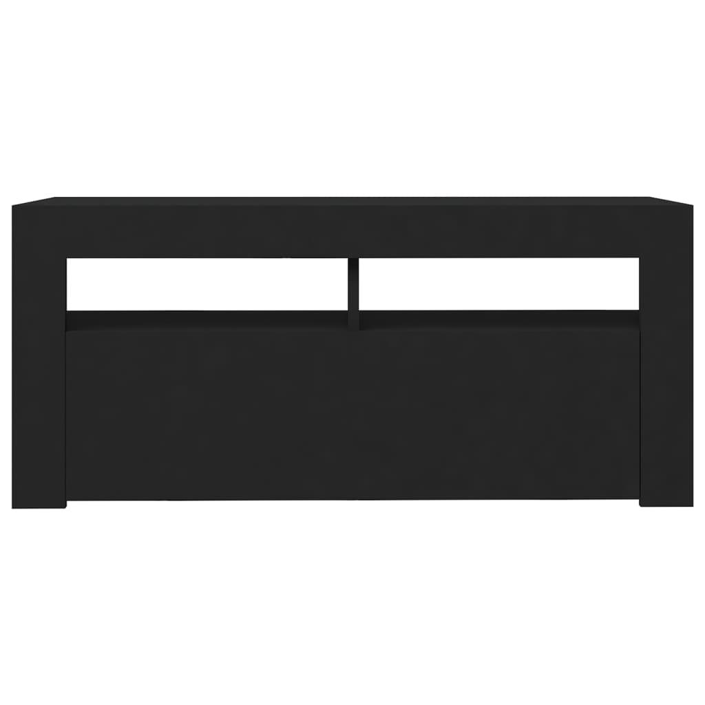 TV Cabinet with LED Lights Black 90x35x40 cm