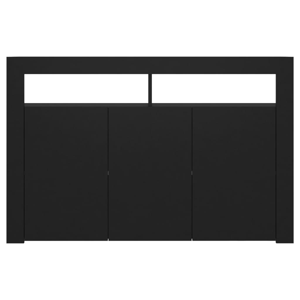 Sideboard with LED Lights Black 115.5x30x75 cm