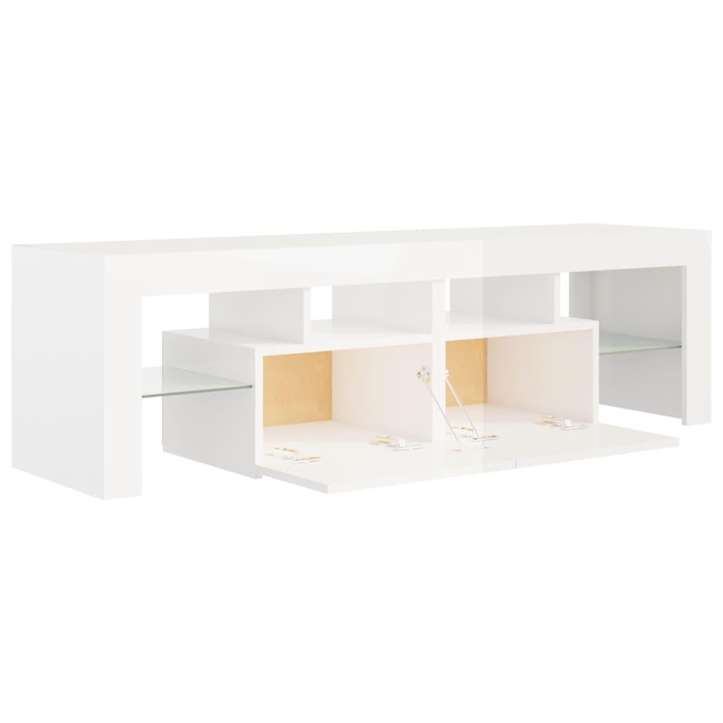 TV Cabinet with LED Lights High Gloss White 140x36.5x40 cm