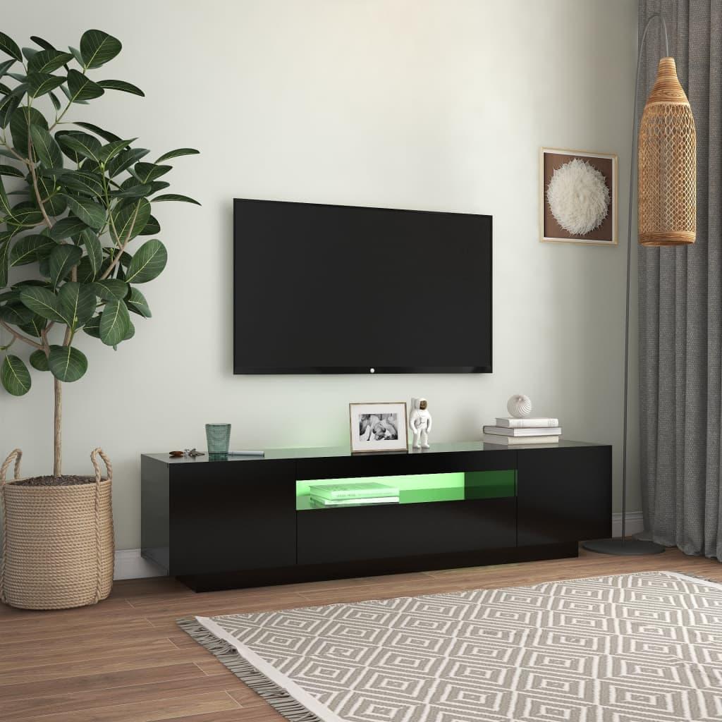 TV Cabinet with LED Lights Black 160x35x40 cm