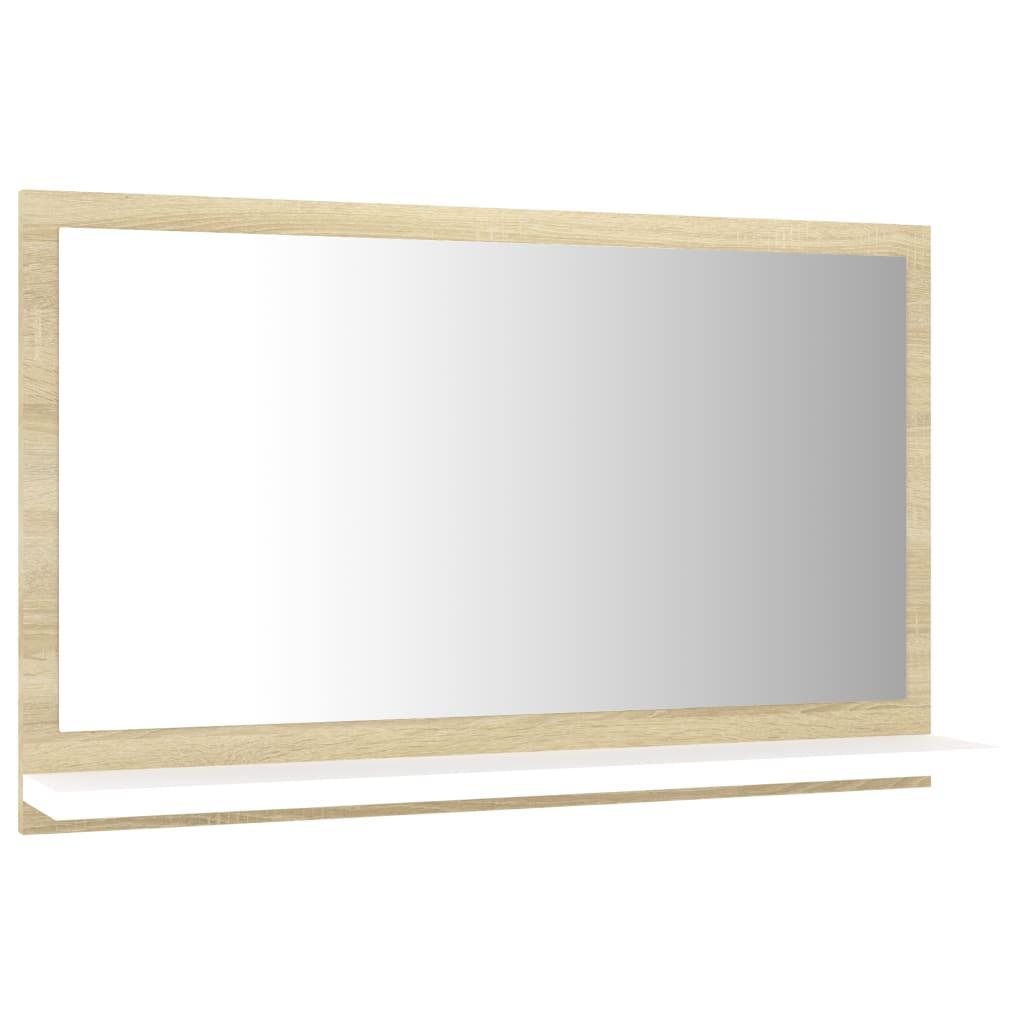 Bathroom Mirror White and Sonoma Oak 60x10.5x37 cm Engineered Wood