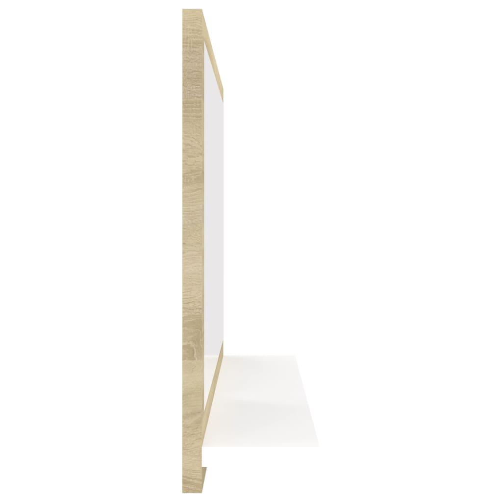 Bathroom Mirror White and Sonoma Oak 60x10.5x37 cm Engineered Wood