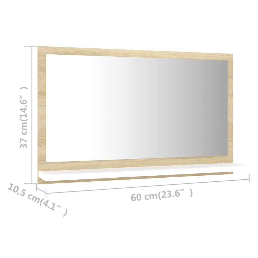 Bathroom Mirror White and Sonoma Oak 60x10.5x37 cm Engineered Wood