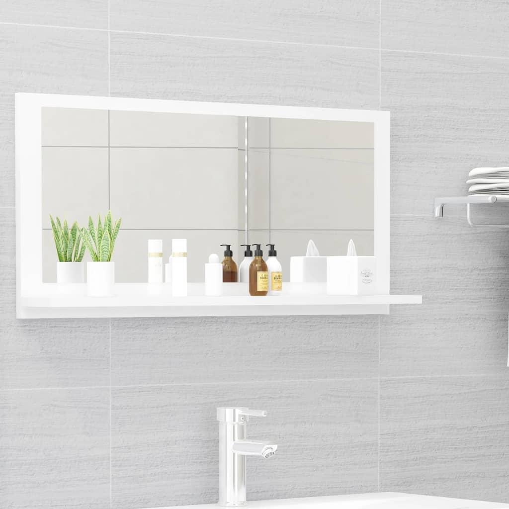 Bathroom Mirror High Gloss White 80x10.5x37 cm Engineered Wood