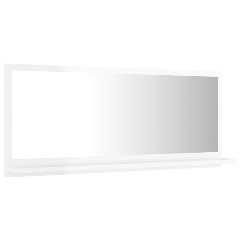 Bathroom Mirror High Gloss White 90x10.5x37 cm Engineered Wood