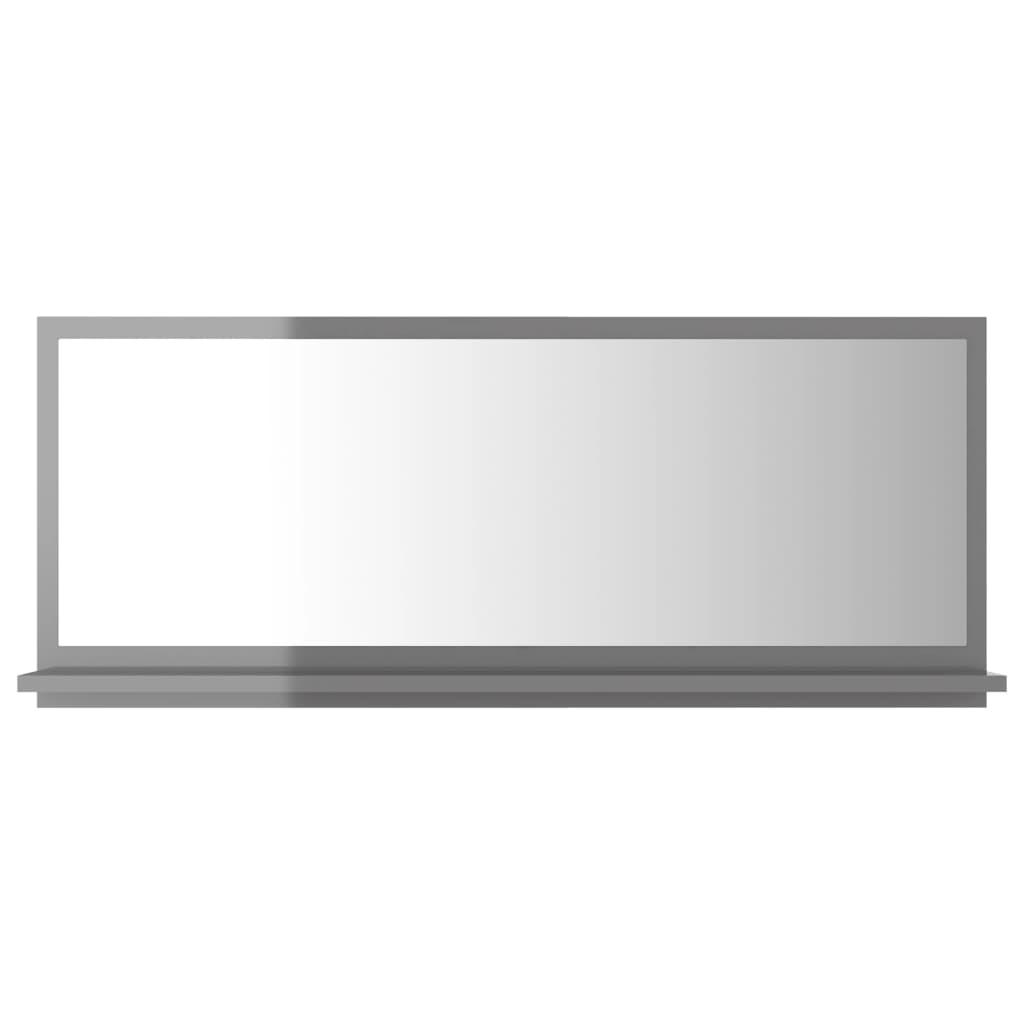 Bathroom Mirror High Gloss Grey 90x10.5x37 cm Engineered Wood