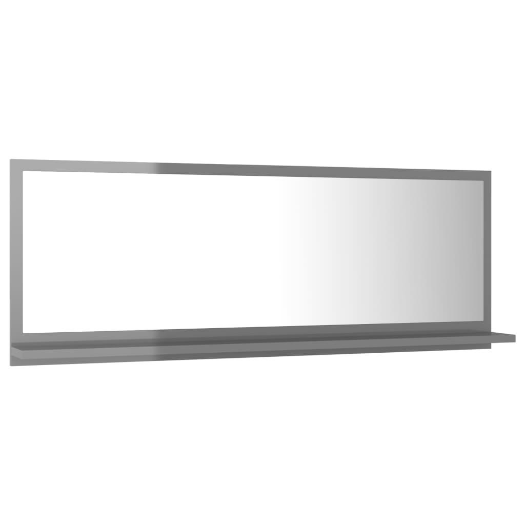 Bathroom Mirror High Gloss Grey 100x10.5x37 cm Engineered Wood